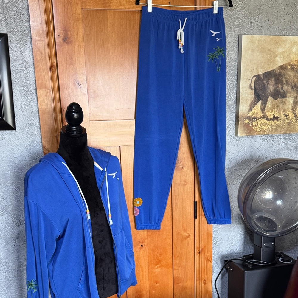 PJ Salvage Blue Tracksuit with Embroidered Details